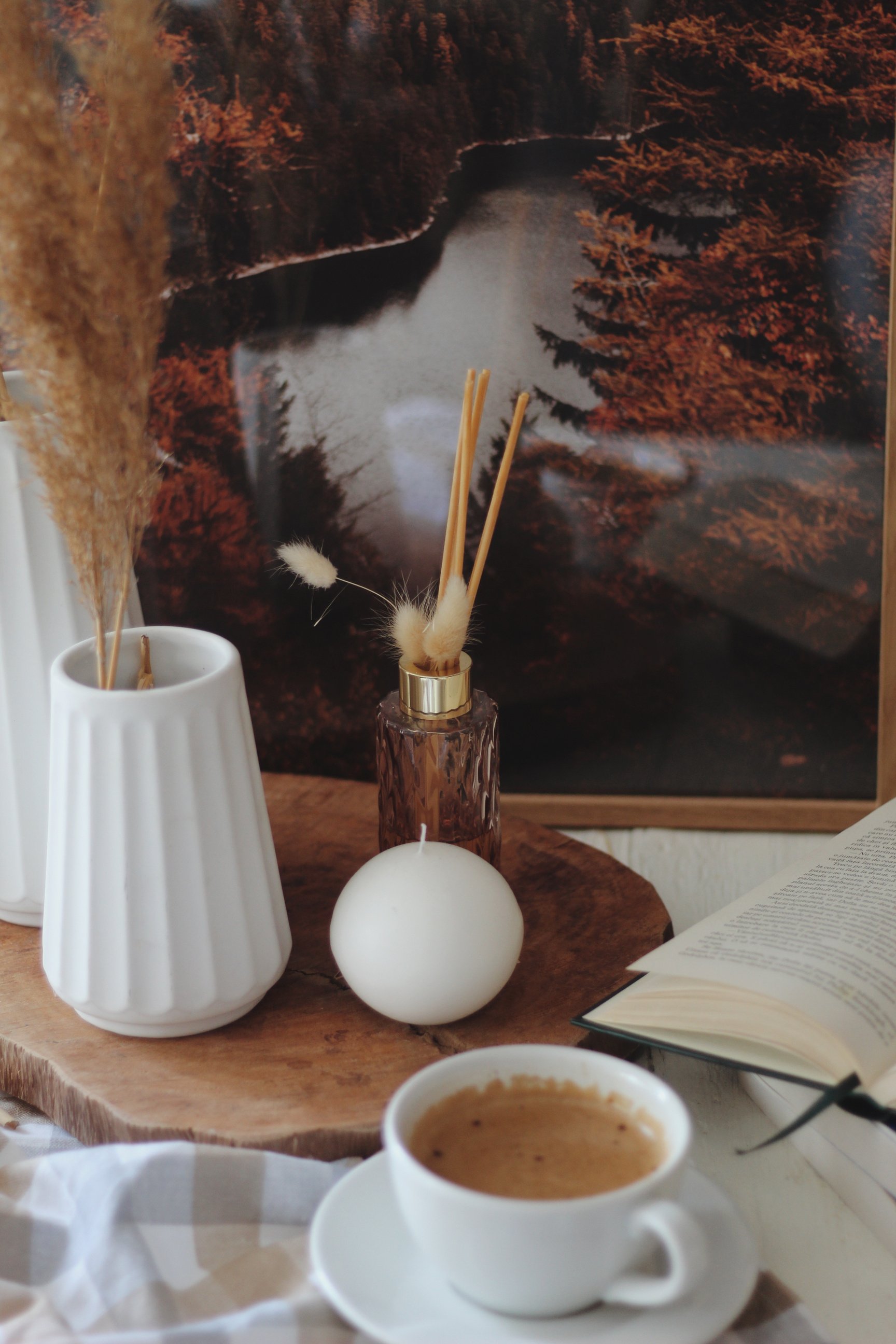 Coffee in Cozy Rustic Home Interior